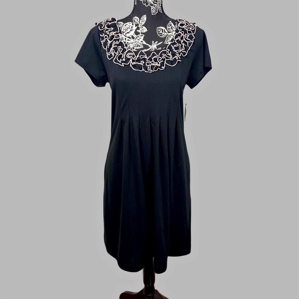 Robbie Bee - Scoop Neck Midi Dress - Ruffle Neckline - NWT - Women’s 12